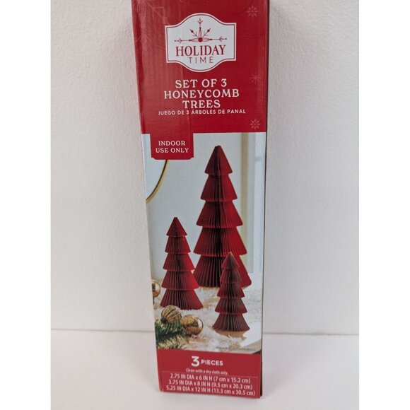 Holiday Time Set Of 3 Honeycomb Trees Indoor Use Only Red - Picture 1 of 4